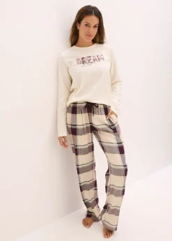 bonprix Pyjama avec pantalon tissé doux et pochette cadeau|Femme Lingerie Nuit