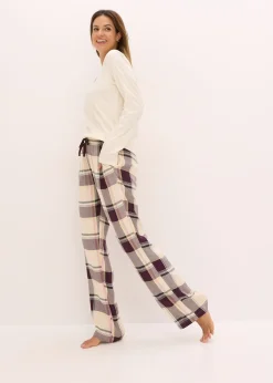 bonprix Pyjama avec pantalon tissé doux et pochette cadeau|Femme Lingerie Nuit