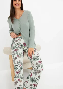 bonprix Pyjama avec patte de boutonnage|Femme Lingerie Nuit