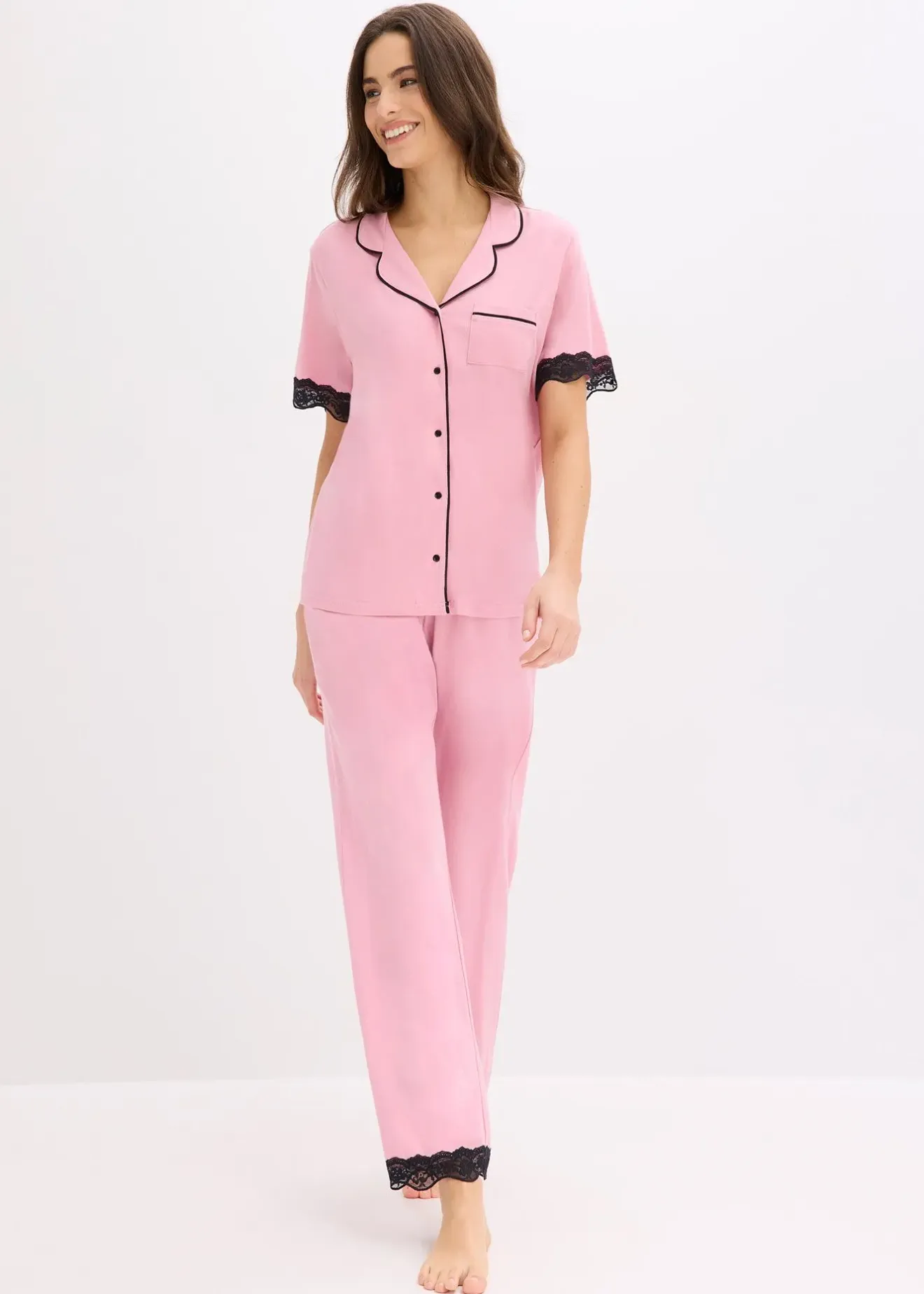 Femme bonprix Lingerie Nuit|Pyjama boutonné en matière douce