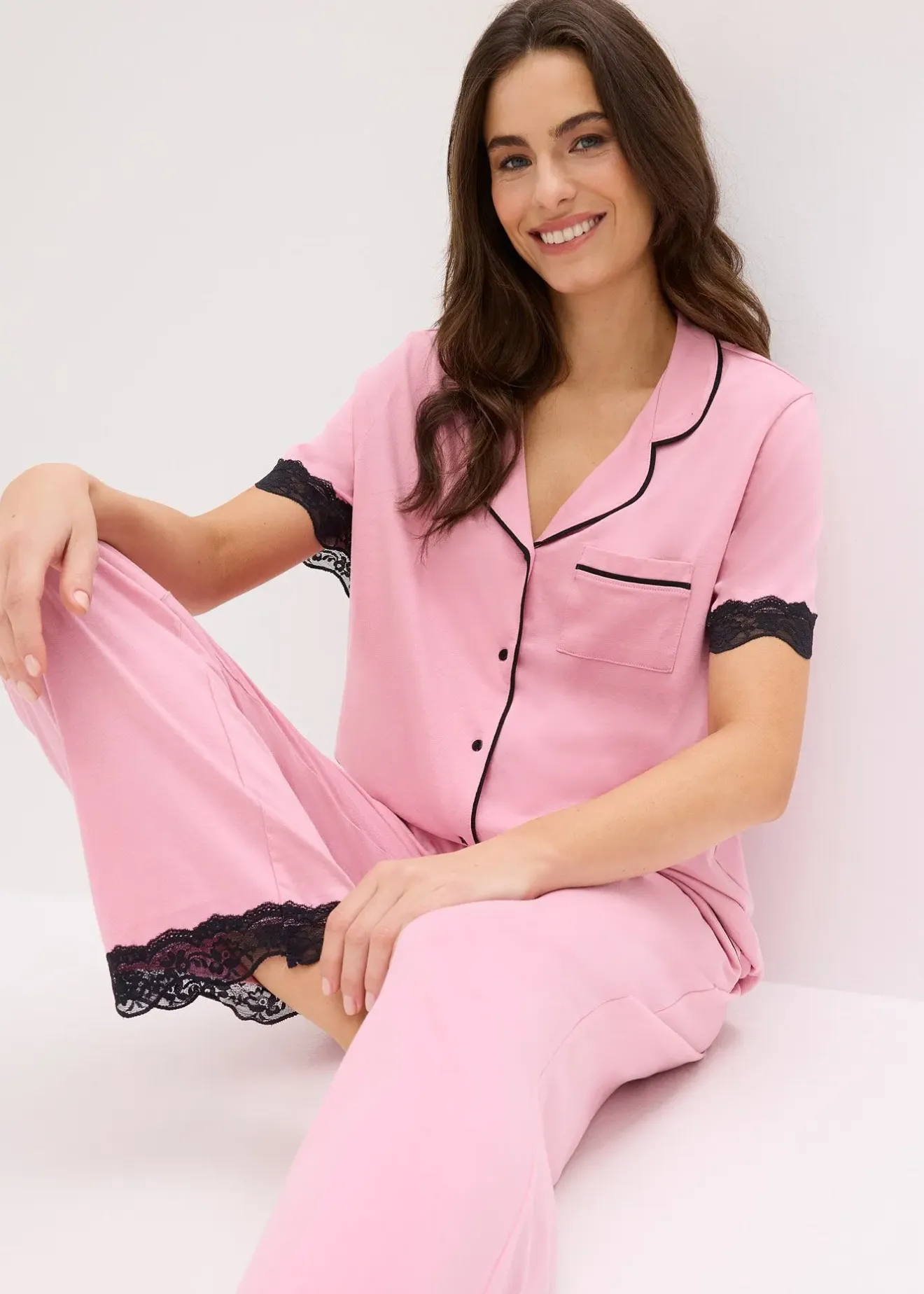 Femme bonprix Lingerie Nuit|Pyjama boutonné en matière douce