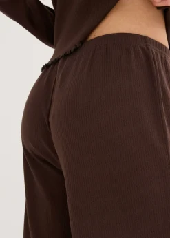 bonprix Pyjama boutonné en matière côtelée|Femme Lingerie Nuit