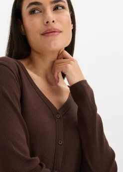 bonprix Pyjama boutonné en matière côtelée|Femme Lingerie Nuit