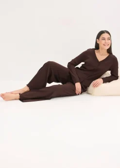 bonprix Pyjama boutonné en matière côtelée|Femme Lingerie Nuit