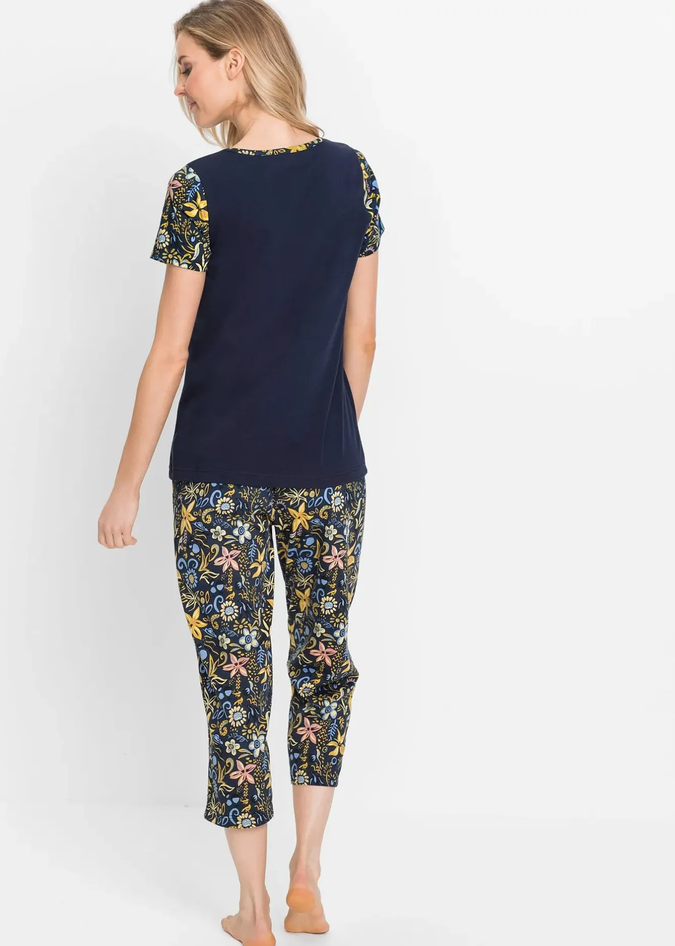 bonprix Pyjama corsaire à manches courtes 100% coton|Femme Lingerie Nuit