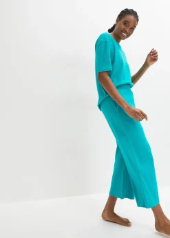 bonprix Pyjama côtelé avec pantalon large|Femme Basiques|Lingerie Nuit