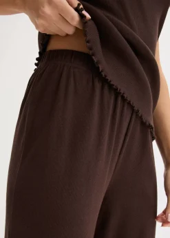 Femme bonprix Lingerie Nuit|Pyjama côtelé avec top à dentelle