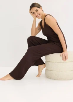 Femme bonprix Lingerie Nuit|Pyjama côtelé avec top à dentelle