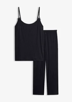 Femme bonprix Lingerie Nuit|Pyjama doux en jersey pointelle