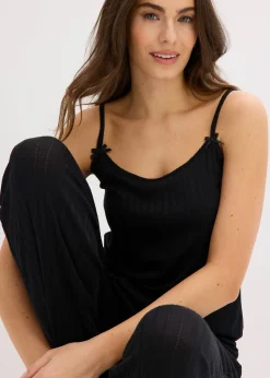 Femme bonprix Lingerie Nuit|Pyjama doux en jersey pointelle