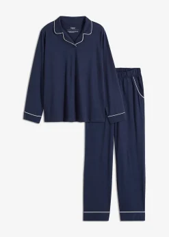 bonprix Pyjama en coton doux avec poches|Femme Lingerie Nuit