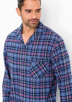 bonprix Pyjama en flanelle avec boutons et manches longues|Homme Pyjamas|Sous-Vêtements