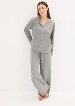 Femme bonprix Lingerie Nuit|Pyjama tissé en flanelle avec motif chevrons