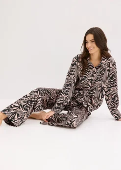 bonprix Pyjama tissé en satin|Femme Lingerie Nuit