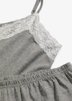 Femme bonprix Lingerie Nuit|Pyjashort avec bordure dentelle