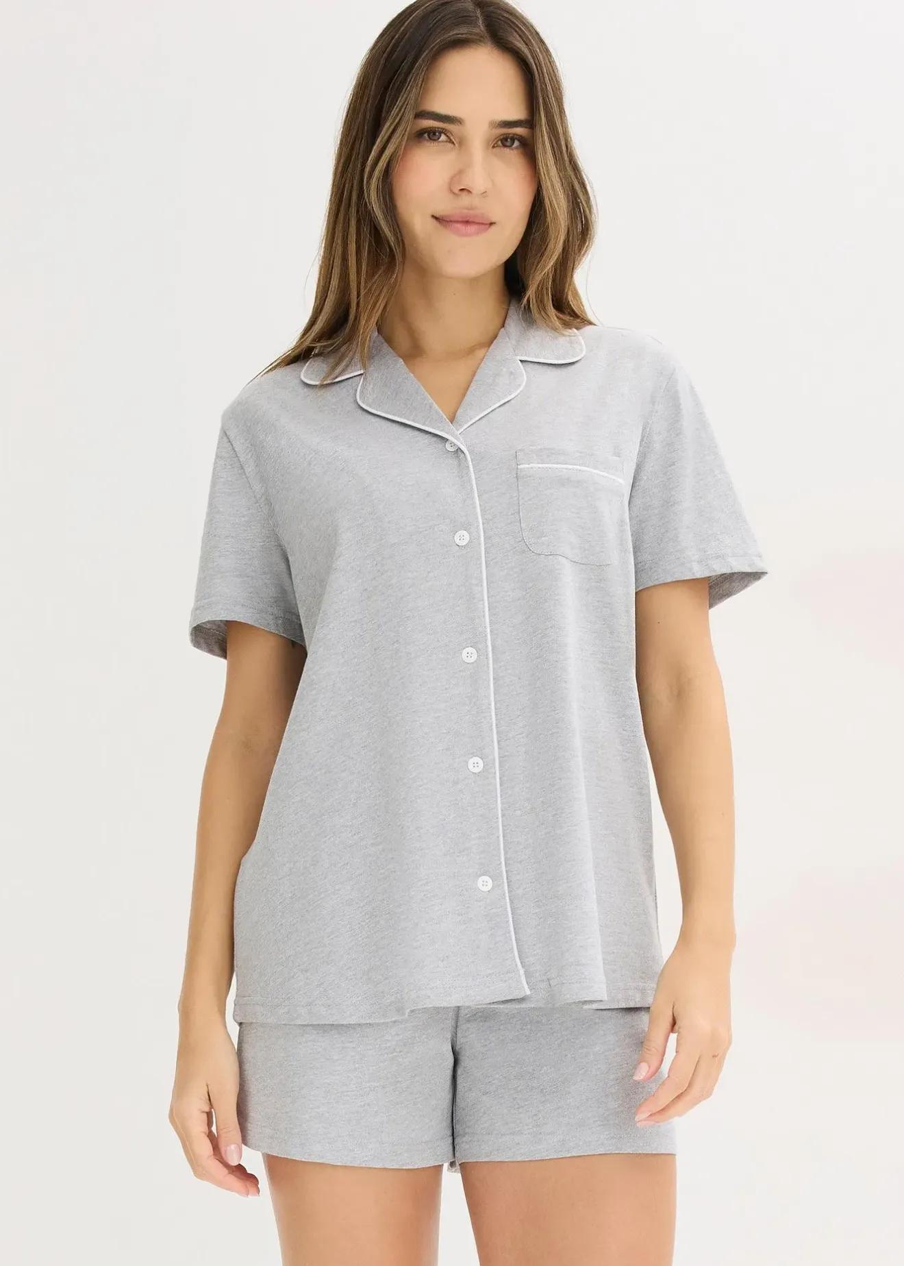 Femme bonprix Basiques|Lingerie Nuit|Pyjashort avec chemise boutonnée