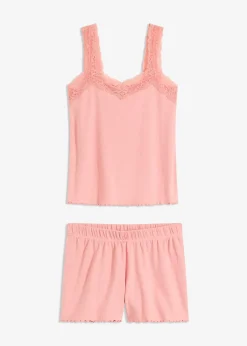 Femme bonprix Lingerie Nuit|Pyjashort avec empiècement dentelle