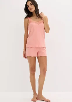 Femme bonprix Lingerie Nuit|Pyjashort avec empiècement dentelle