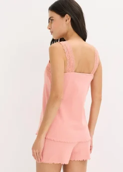 Femme bonprix Lingerie Nuit|Pyjashort avec empiècement dentelle