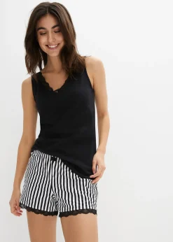 bonprix Pyjashort avec fine bordure dentelle|Femme Basiques|Lingerie Nuit