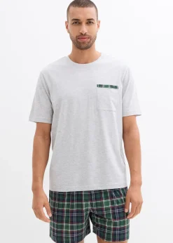 Homme bonprix Pyjamas|Sous-Vêtements|Pyjashort avec T-shirt à poche poitrine