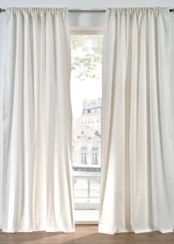 bonprix Salon·Rideaux & Voilages|Rideaux Classiques|Rideau en coton à bordures brodées (1 pce)