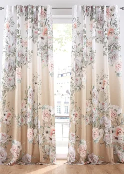 bonprix Salon·Rideaux & Voilages|Rideaux Classiques|Rideau en microfibre à imprimé roses avec polyester recyclé (1 pce)