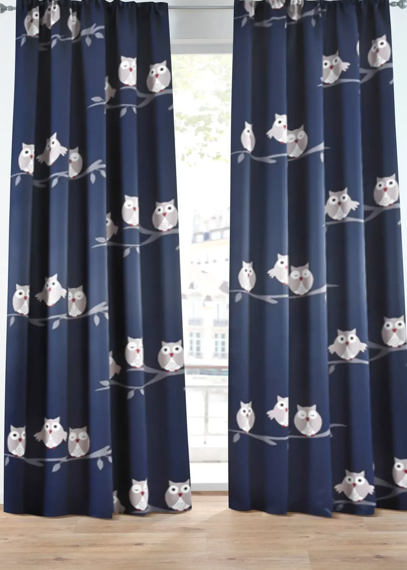 bonprix Rideau obscurcissant motif chouettes (1 pce)| Rideaux Classiques