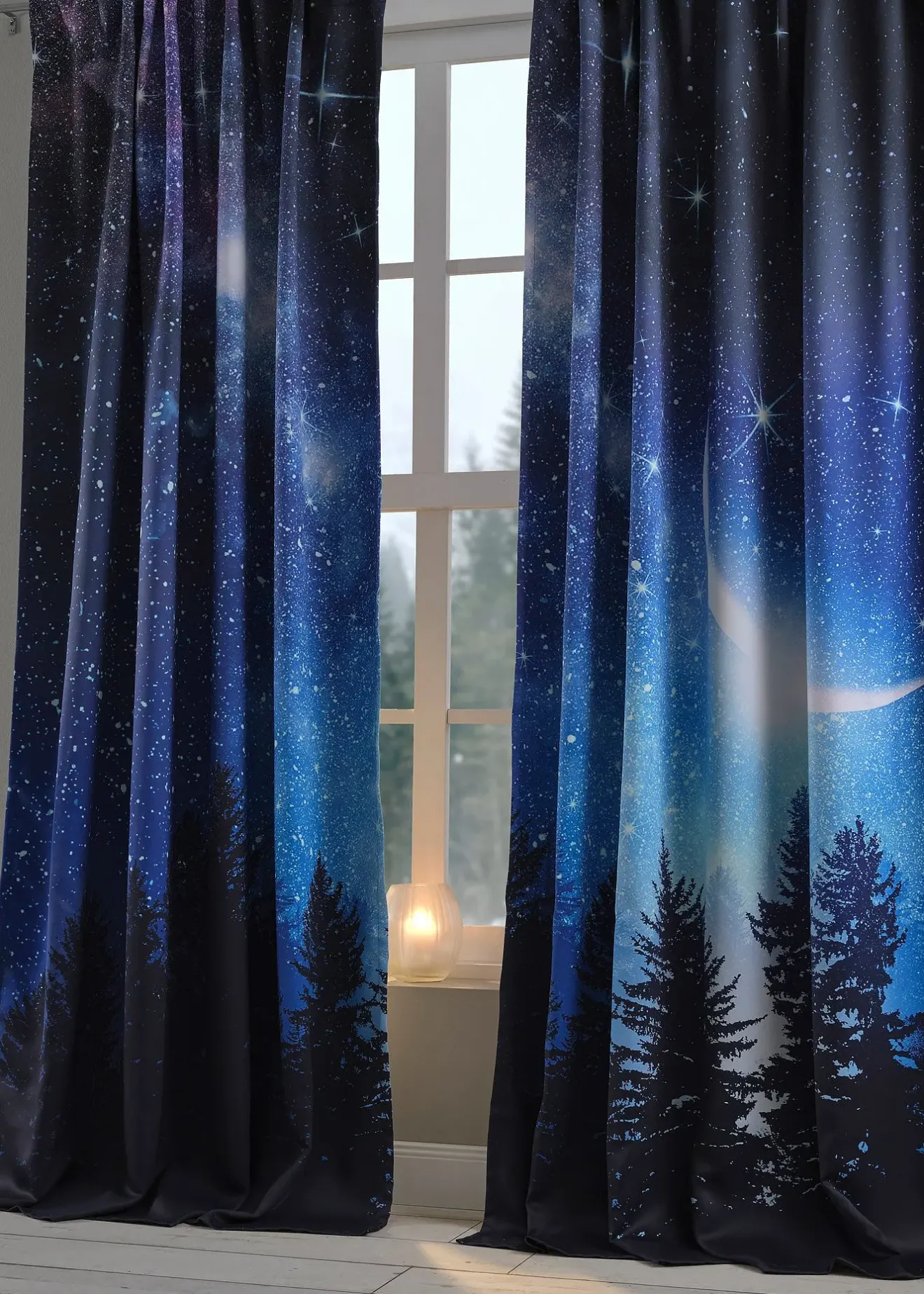 bonprix Rideaux obscurcissants motif ciel étoilé (2 pces)| Chambre À Coucher·Design Occultant|Rideaux Classiques