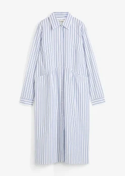 bonprix Robe à col chemise, 100% coton|Femme Robes