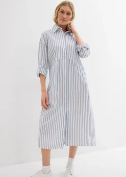 bonprix Robe à col chemise, 100% coton|Femme Robes