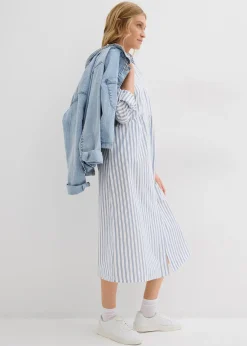 bonprix Robe à col chemise, 100% coton|Femme Robes