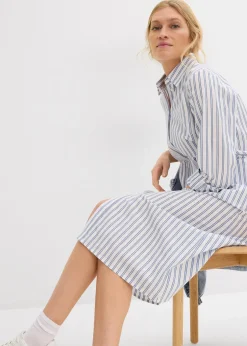 bonprix Robe à col chemise, 100% coton|Femme Robes