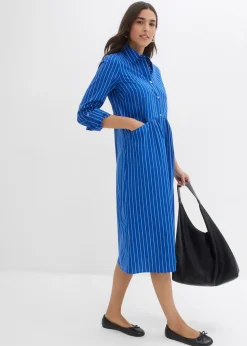 bonprix Robe à col chemise, 100% coton|Femme Robes