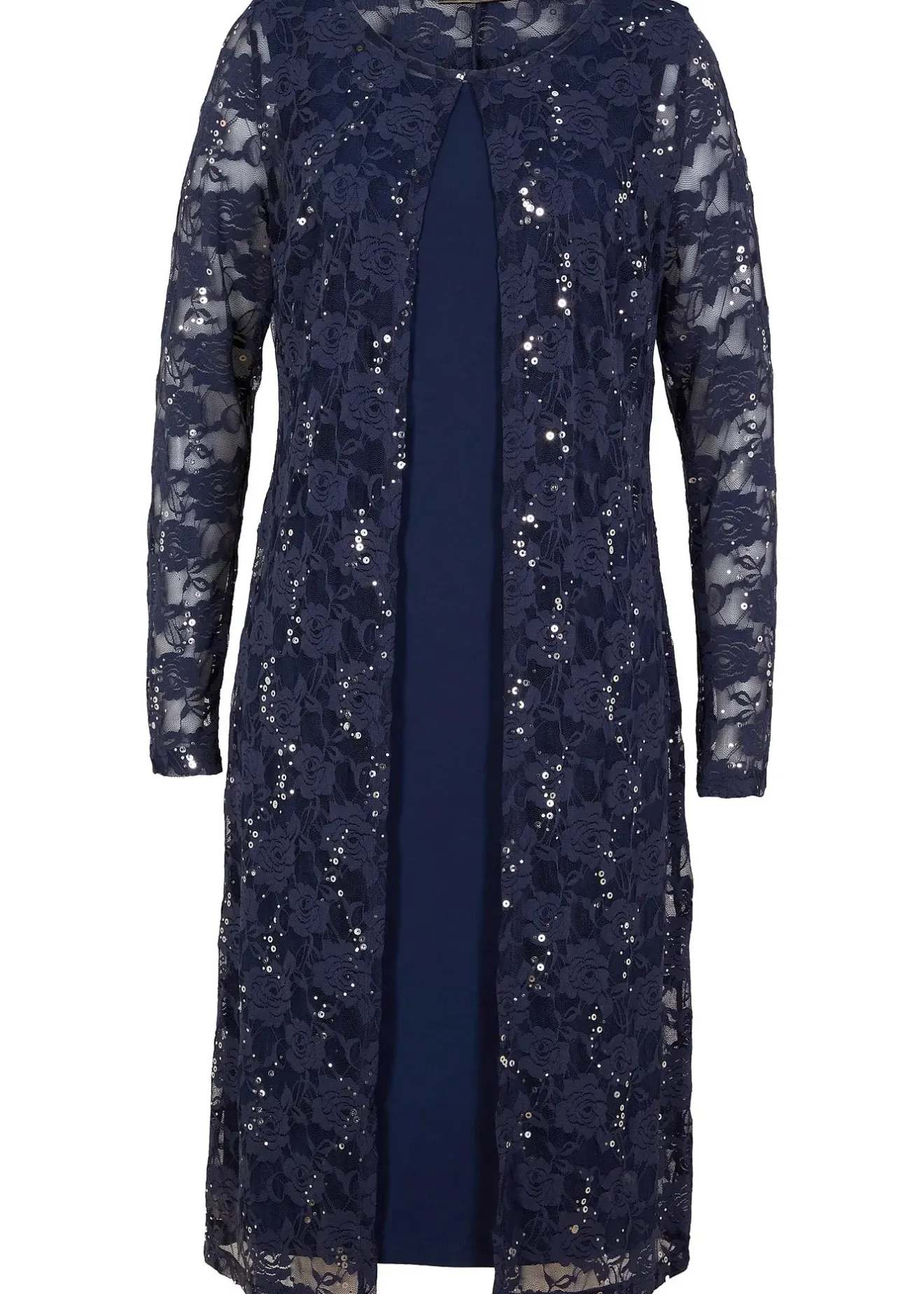 Femme bonprix Robes|Robe à dentelle (ens. 2 pces)