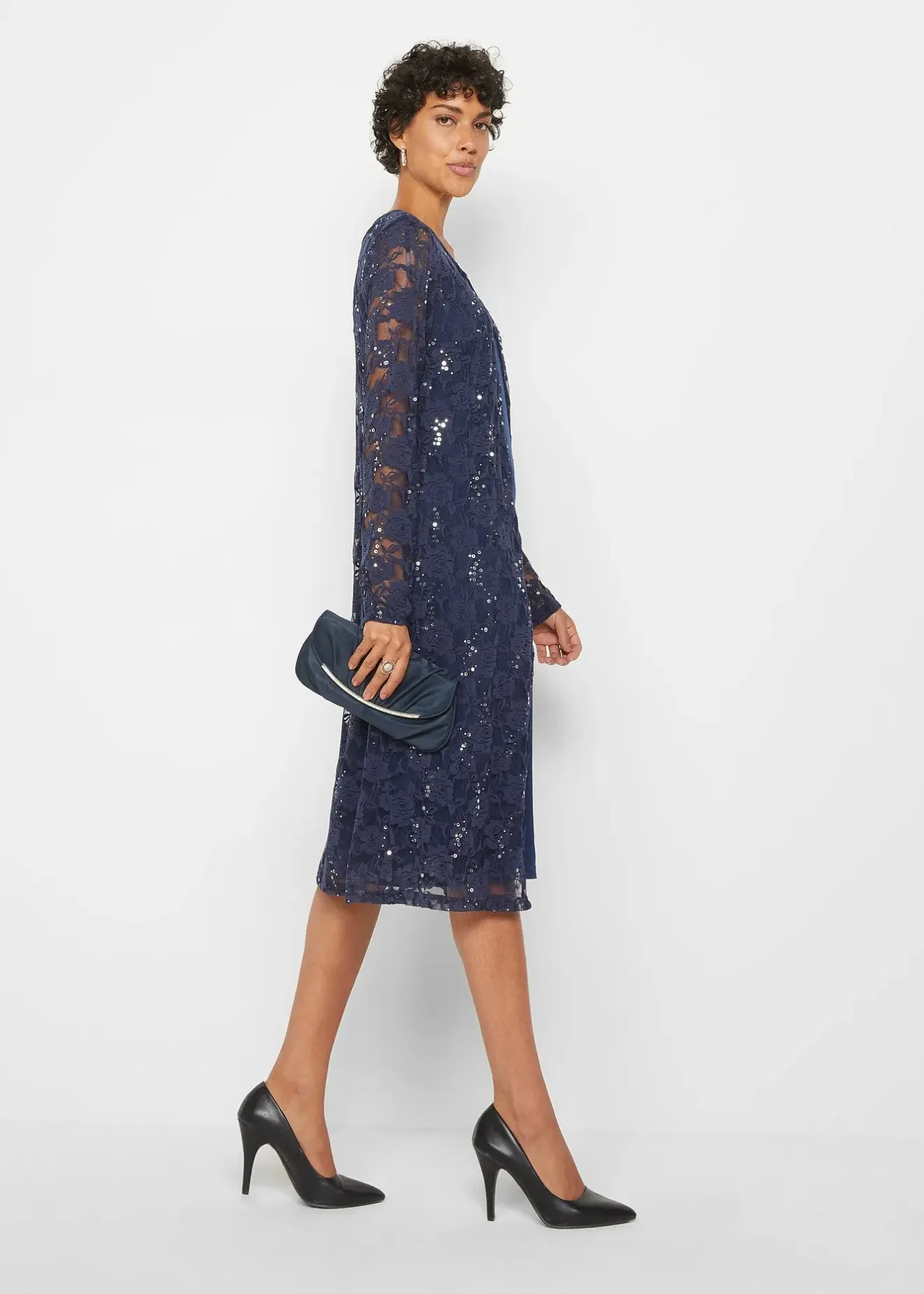 Femme bonprix Robes|Robe à dentelle (ens. 2 pces)