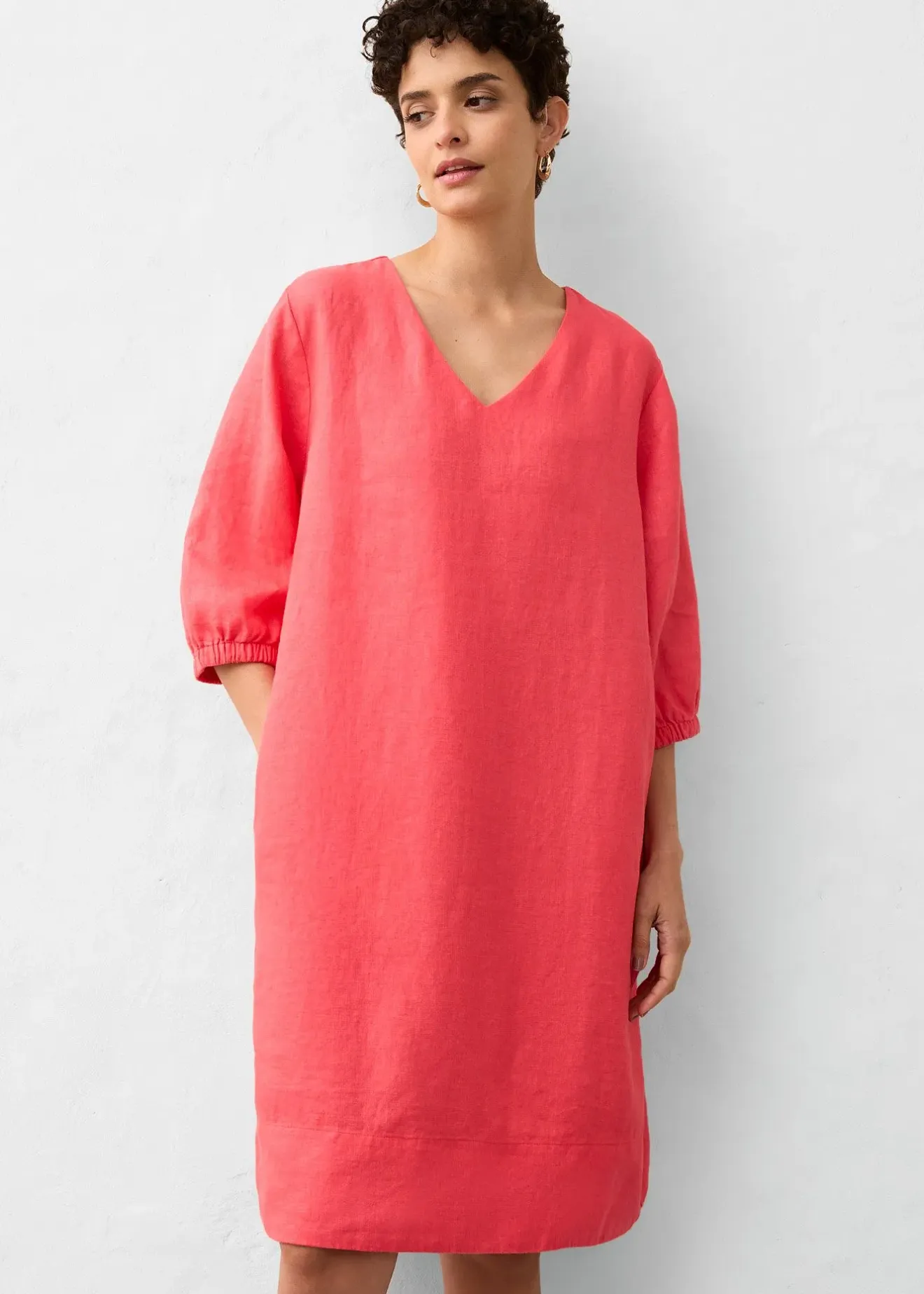 bonprix Robe 100 % lin, manches 3/4|Femme Premium