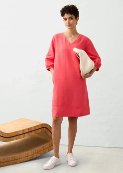 bonprix Robe 100 % lin, manches 3/4|Femme Premium