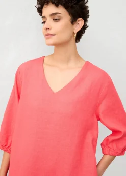 bonprix Robe 100 % lin, manches 3/4|Femme Premium