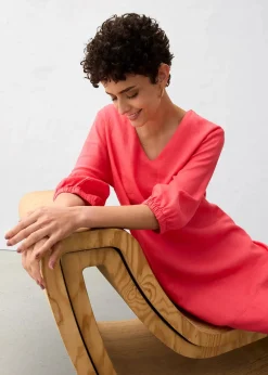 bonprix Robe 100 % lin, manches 3/4|Femme Premium