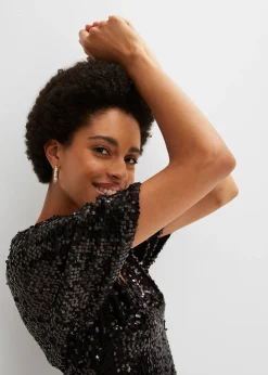 Femme bonprix Tailles Petite|Robe à sequins et décolleté plongeant