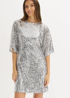 Femme bonprix Robes|Robe à sequins et détail nœud
