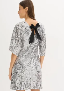 Femme bonprix Robes|Robe à sequins et détail nœud
