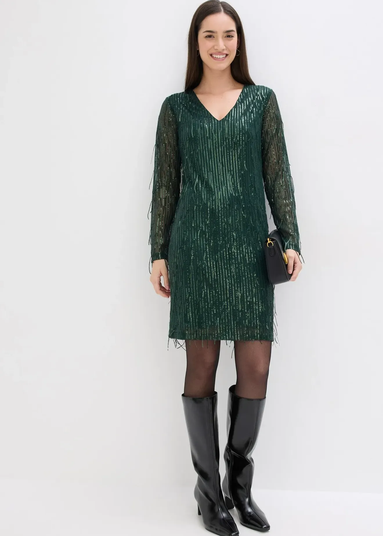 Femme bonprix Robes|Robe à sequins et franges