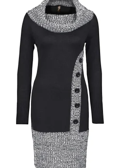 Femme bonprix Maille|Robes|Robe ajustée en maille avec col châle