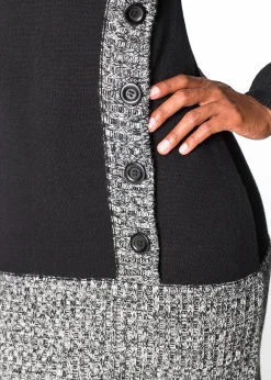 Femme bonprix Maille|Robes|Robe ajustée en maille avec col châle