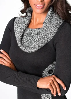 Femme bonprix Maille|Robes|Robe ajustée en maille avec col châle