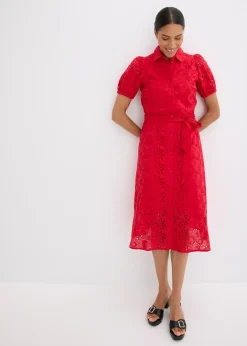 bonprix Robe chemise en broderie anglaise, 100% coton|Femme Robes