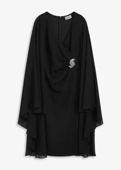 Femme bonprix Mode Festive|Robes|Robe courte avec cape en mousseline