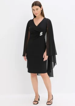 Femme bonprix Mode Festive|Robes|Robe courte avec cape en mousseline